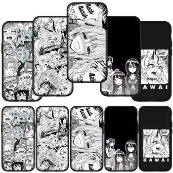 for Samsung Galaxy S24 S23 iPhone 15 14 Xiaomi Redmi Note 13 12 11 8 Plus 10 9 Pro Max X XR Case Ahegao Hentai Harajuku Anime Girl Waifu OPPO Huawei