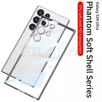 Для Samsung Galaxy S24 Ultra Plus чехол роскошный прозрачный гальванизированный глянцевый мягкий силиконовый противоударный чехол аксессуары for Galaxy S24&case only(no pen)