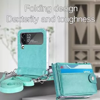 For Samsung Galaxy Z Flip4 Card Holder Cell Phone Case for Samsung Galaxy Z Flip4 Flip 4 5G Flip3 Flip 3 Full Protection Cover for Samsung Z Flip 4