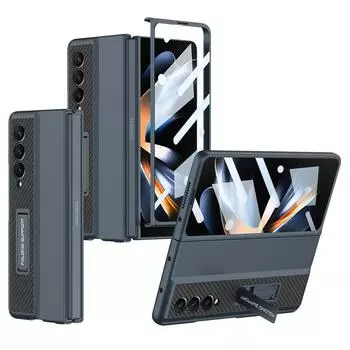 Для Samsung Galaxy Z Fold 4 5G чехол роскошный ультратонкий матовый держатель кронштейна с закаленной пленкой все включено противоударный задний чехол For Galaxy Z Fold 4