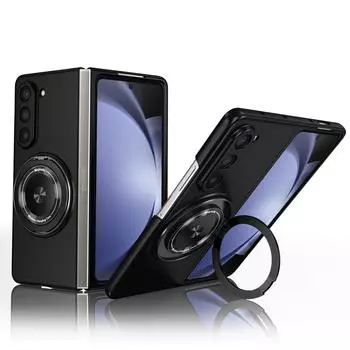 Чехол для Samsung Galaxy Z Fold 5 4 3, цветной приятный для кожи матовый магнитный вращающийся держатель с кольцом, чехол для беспроводной зарядки, аксессуар for Galaxy Z Fold 3