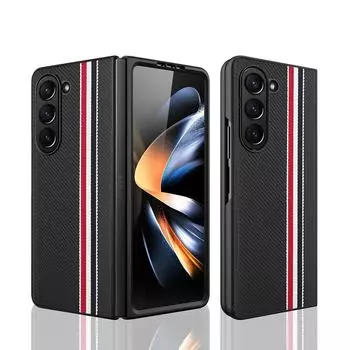 Для Samsung Galaxy Z Fold 5 чехол классические полосы текстура углеродного волокна матовый складной противоударный защитный жесткий чехол аксессуары for Galaxy Z Fold 5