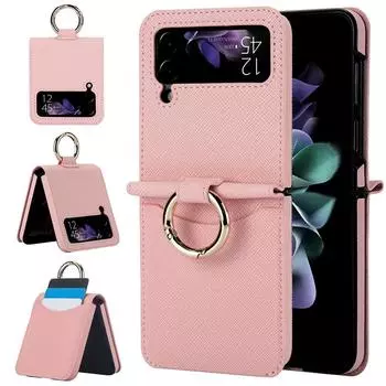 Для Samsung Z Flip 3 Роскошный складной чехол с крестообразным узором для Samsung Z Flip 4 Z Flip 5 Вставьте карту Противоударная задняя крышка For Galaxy Z Flip3 чёрный