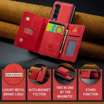 For Samsung Z Fold4 Card Slot Cell Phone Case for Samsung Galaxy Z Fold 4 5G Fold4 Fold3 Fold 3 Kickstand Leather Wallet Cover for samsung z fold 4