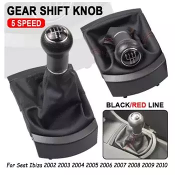Для Seat Ibiza 2002 2003 2004 2005 2006 2007 2008 2009 2010 Car-Styling 5-ступенчатая ручка переключения передач с чехлом из искусственной кожи