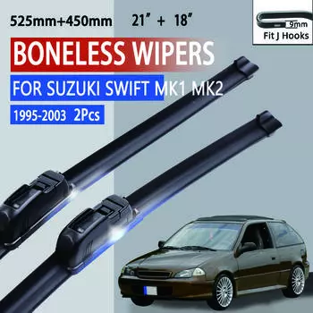 For Suzuki Swift MK1 MK2 1995-2003 Car Windshield Wiper U-type Soft Rubber Frameless Bracketless Car Wipers 21 +18