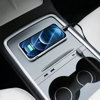 For Tesla 2024-2024 Model 3 Model Y 27W Quick Charger LED Intelligent Docking Station USB Shunt Hub Decoration