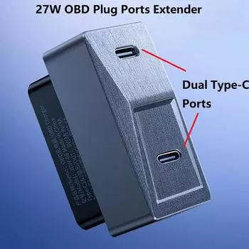 For Tesla Highland 2024 Hidden OBD Adapter Fast Charging 27W Plug And Play USB-C Dual Ports Splitter Charger Adapters чёрный