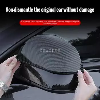 For Tesla Model 3 Highland 2025 Rear View Mirror Protective Cover Carbon Fiber ABS Rearviews Auto Parts New Model3 Accessories