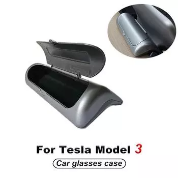 Для Tesla Model 3 Футляр для солнцезащитных очков Держатель для очков Ящик для хранения приборной панели автомобиля Ящик для хранения солнцезащитных очков Карта парковочного номера чёрный