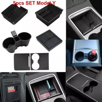 For Tesla Model 3/Y 2024/ 2024 Storage Box Central Armrest Center Console Water Cup Holder Organizer For Car Interior