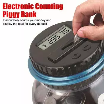 For USD EURO Money Coin Money Saving Box Jar Digital LCD Counting Large Capacity Electronic Counting Piggy Bank