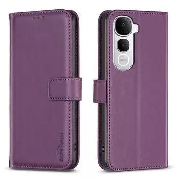 For vivo Y400 Pro 5G Phone Case BINFEN COLOR BF17 Wallet Folio Flip Leather Cover Dark Purple