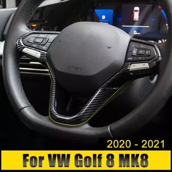 For Volkswagen VW Golf 8 MK8 2020 2024 ABS Carbon Car Steering Wheel Button Cover Trim Frame Decoration Sticker Accessoreies