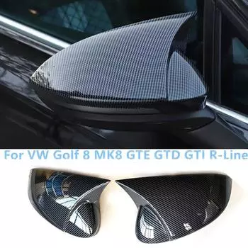 For VW Golf 8 MK8 GTE GTD GTI R-Line 2022 Side Mirror Cover Caps Rearview Mirror Cover Trim Auto Accessories Glossy Black