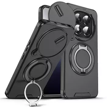 For Xiaomi Redmi Note 14 Pro 4G Case Magnetic Holder Ring Armor Shockproof Cases for Redmy Note14Pro 4G Slide Lens Protect Cover Redmi Note 14 Pro 4G