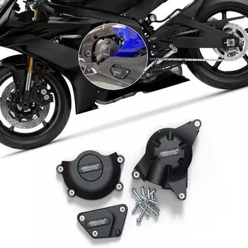 For YZF R6 2006-2024 Motorcycle Engine Cover Protective Case YZF R6 2006-2024 Hood Protector Motorcycle Accessories (Black)