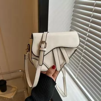 Foreign-style texture small bag women s 2024 personality popular new trend contrasting color Korean version single shoulder crossbody saddle bag розовый