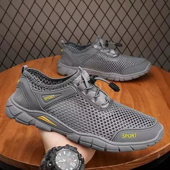 Foreign Trade Men s Breathable Mesh Baotou Sandals Outdoor Mountaineering Wading Creek Beach Shoes Men s Big Shoes 38