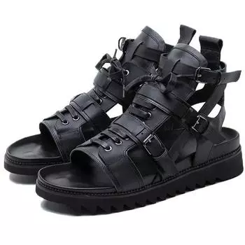Foreign trade new models make men s sandals shoes beach shoes leak toes Chengdu men s sandals large size 38 чёрный