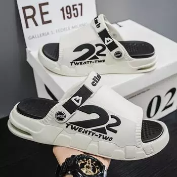 Foreign trade sandals men s summer slippers two wear one-word drag new sports beach shoes home wear sandals 36