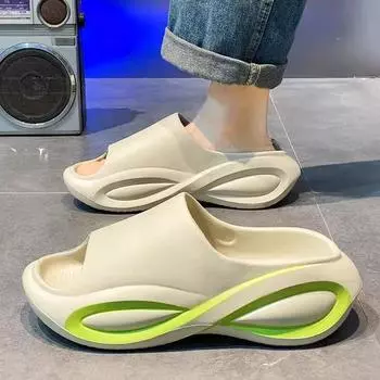 Foreign Trade Summer Men s slippers Anti slip Height Increasing Thick Sole slippers Outdoor ultra Soft EVA Beach Women s Sandals 36-37 зелёный