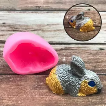 Форма для 3D-кролика, сделай сам, ароматерапевтическая свеча, украшение для свечей, мыло ручной работы, пасхальный кролик, помадка, силиконовая форма CHINA