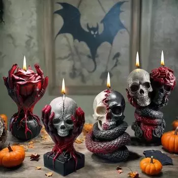 Форма для ароматерапевтической свечи Sanxin Skull & Snake – креативная силиконовая форма на Хэллоуин