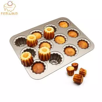 Форма для кекса Canele на 4/9/12 отверстий, сковорода Canele из углеродистой стали, мини-форма для кексов Bundt, французская форма для кексов, формочки для выпечки 0136