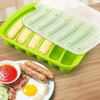 Форма для колбасы 6 сеток Силиконовые DIY Ветчина Хот-дог Формы для приготовления Инструменты для выпечки тортов Формы с крышкой Кухня Бытовые колбасы синий