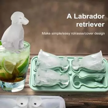 Форма для кубиков льда, 3D поднос для кубиков льда для собак, гибкий силиконовый поднос для льда с воронкой для виски, коктейлей, напитков серый