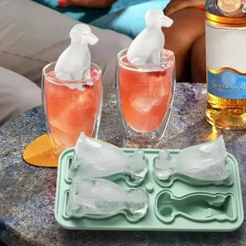 Форма для кубиков льда, 3D поднос для кубиков льда для собак, гибкий силиконовый поднос для льда с воронкой для виски, коктейлей, напитков серый