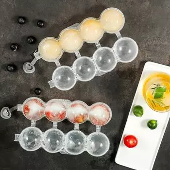 Форма для льда с 4 полостями, прозрачная, пластиковая, круглая, для кубиков льда, принадлежности для вечеринок в баре чистый