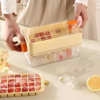 Форма для льда с решеткой для переворачивания, прессование кубиков льда, бытовое изготовление пищевого льда, силиконовый ледогенератор, замороженный кубик льда зелёный
