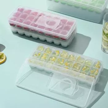 Форма для льда Yousheng Ice Cube Tray 24 Grids Easy Release Silicone Whiskey Cocktail Ice Box Party Supplies синий