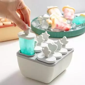 Форма для мороженого с ручкой, дизайн, пищевой, здоровый, легко моется, многоразовый, материал «сделай сам», 8 сеток, форма для мороженого, кухонные принадлежности синий