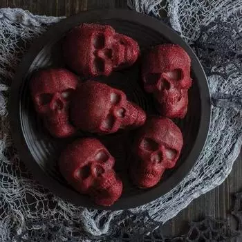 Форма для выпечки черепа на Хэллоуин Yousheng, простая в использовании и очистке, 3D-форма черепа, форма для кексов, антипригарные формы для конфет и помадки для вечеринки 1pc