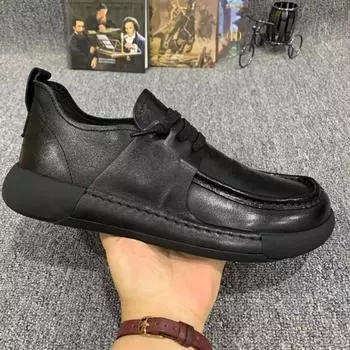 Formal Men s Shoes Genuine Leather Spring Business and Leisure Leather Shoes 2024 New Trend Versatile Thick Soled Shoes for Men 38 чёрный