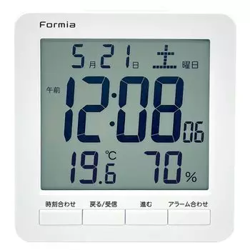 Formia Radio Digital Large Easy to Temperature and Alarm Hodogaya Electronic White Clock, Screen, View, Temperature, Humidity, Hygrometer, Date,