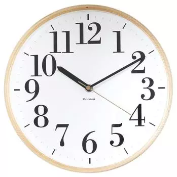 FORMIA Wall Clock Analog Wooden Frame MDF Continuous Second Hand Natural HIC-003