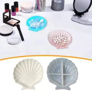 Формы из смолы Силиконовая форма для лотка в форме ракушки для DIY Раковина Пластина для хранения ювелирных изделий Многоразовые формы для чаш из смолы Силиконовые формы для мыла и эпоксидной смолы для украшения дома белый
