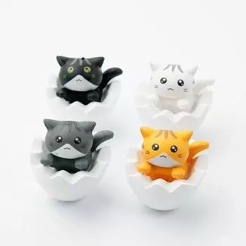 Forres White Egg Cat Mini Figure 4P Set, корейский автомобильный аксессуар