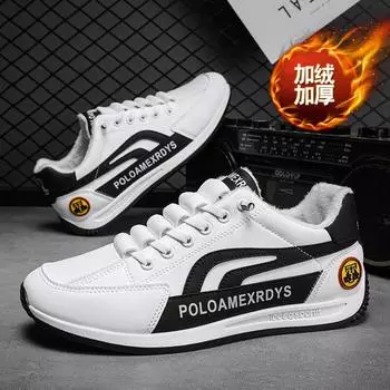 Forrest Gump men s shoes autumn and winter velvet versatile casual board shoes one pedal light sports running soft-soled small white tide shoes 38