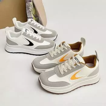 Forrest Gump Shoes Women s Spring and Autumn New Ins Trendy Thick-soled Versatile Leather Surface Casual Single Shoes Ins Dad Shoes 36 чёрный