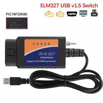 FORscan ELM327 USB v1.5 Switch HS-CAN и MS-CAN Поддержка большинства протоколов OBDII PIC18F25K80 Чип Автомобильный диагностический кабель obd2 СКАНЕР Автомобильные аксессуары чёрный
