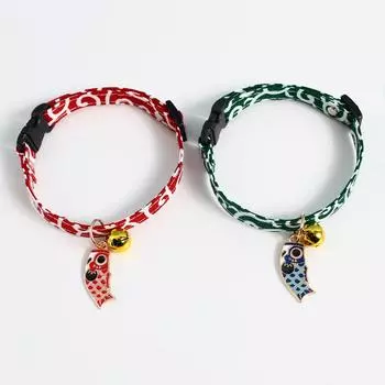 Fortune Cat Bell Collar Metal Pendant with Oil Drip Koi Japanese Adjustable Cute Pet Necklace Suitable for Kittens and Puppies S 17 to 32cm