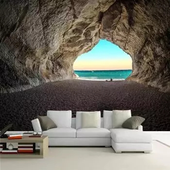 Фотообои 3D стерео пещера морской пейзаж фрески гостиная ресторан фон настенная роспись 200 cm(W) x 140 cm(H)