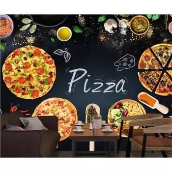 Фотообои ресторана 3d Обои Western Restaurant Hamburger Pizza Обои Sa Mural 200 cm(W) x 140 cm(H)
