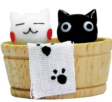 Four cart cute handmade glasswork hot spring cat pair CYK1212