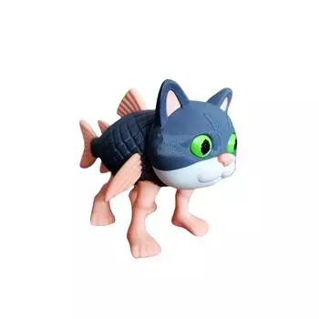 Four-legged Fish Cat Ornament From Shanhaijing One Size